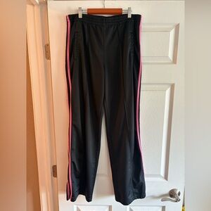 Gloria Vanderbilt Sport sweatpants black pink stripe zip size L activewear Y2K